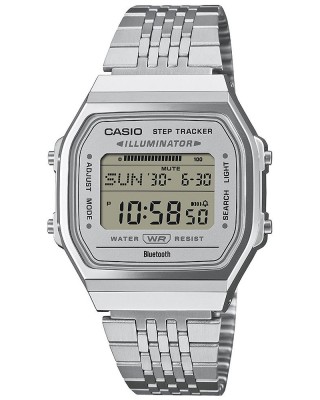 CASIO Vintage Step Tracker Ρολόι Χρονογράφος Ασημί Ανοξείδωτο ατσάλι μπρασελέ ABL-100WE-7AEF
