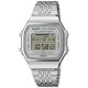 CASIO Vintage Step Tracker Ρολόι Χρονογράφος Ασημί Ανοξείδωτο ατσάλι μπρασελέ ABL-100WE-7AEF