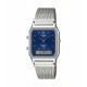 CASIO Vintage Dual Time Ρολόι Unisex Ασημί Ανοξείδωτο Ατσάλι μπρασελέ AQ-230EM-2AEF