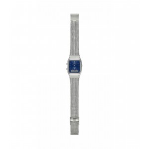 CASIO Vintage Dual Time Ρολόι Unisex Ασημί Ανοξείδωτο Ατσάλι μπρασελέ AQ-230EM-2AEF