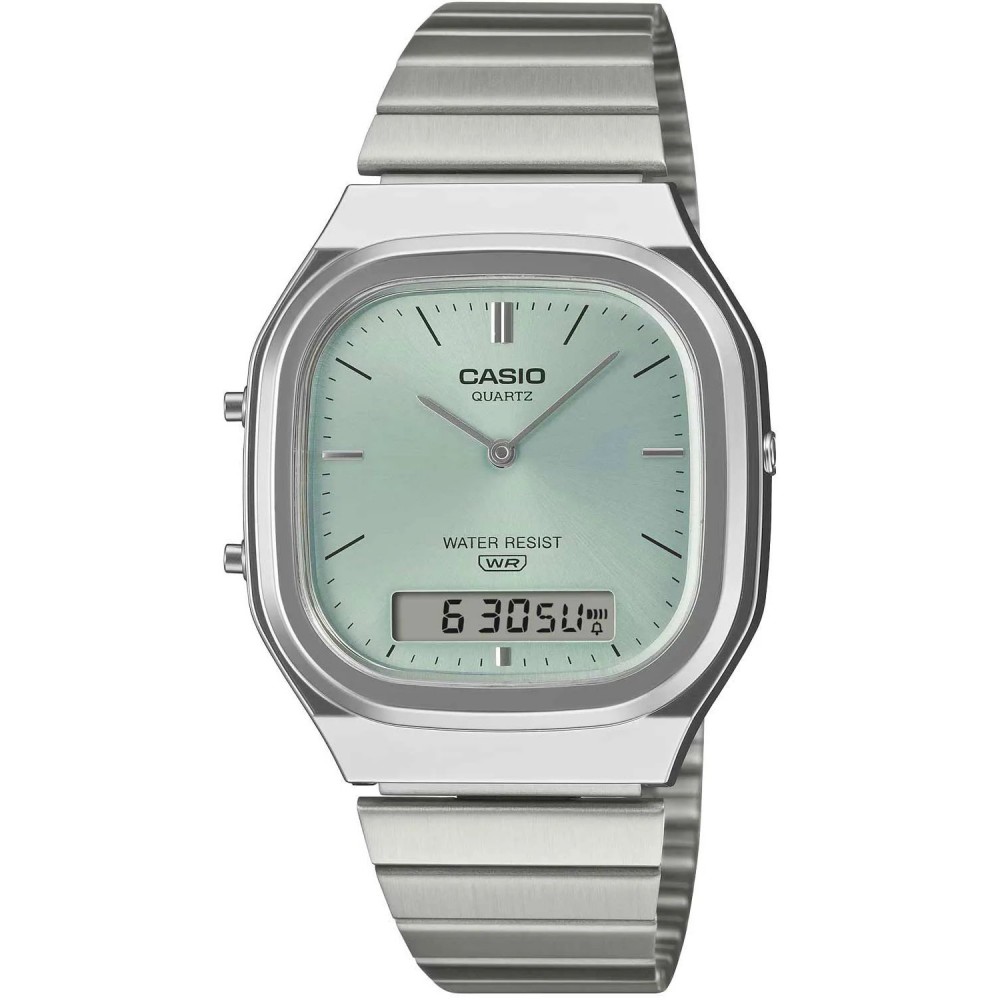 CASIO Vintage Dual Time Ρολόι Unisex Ασημί Ανοξείδωτο Ατσάλι μπρασελέ AQ-240E-2AEF CASIO Vintage Dual Time Ρολόι Unisex Ασημί Ανοξείδωτο Ατσάλι μπρασελέ AQ-240E-2AEF