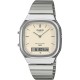 CASIO Vintage Dual Time Ρολόι Unisex Ασημί Ανοξείδωτο Ατσάλι μπρασελέ AQ-240E-7A2EF