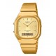 CASIO Vintage Dual Time Ρολόι Unisex Επιχρυσωμένο Ανοξείδωτο Ατσάλι μπρασελέ AQ-240EG-9AEF