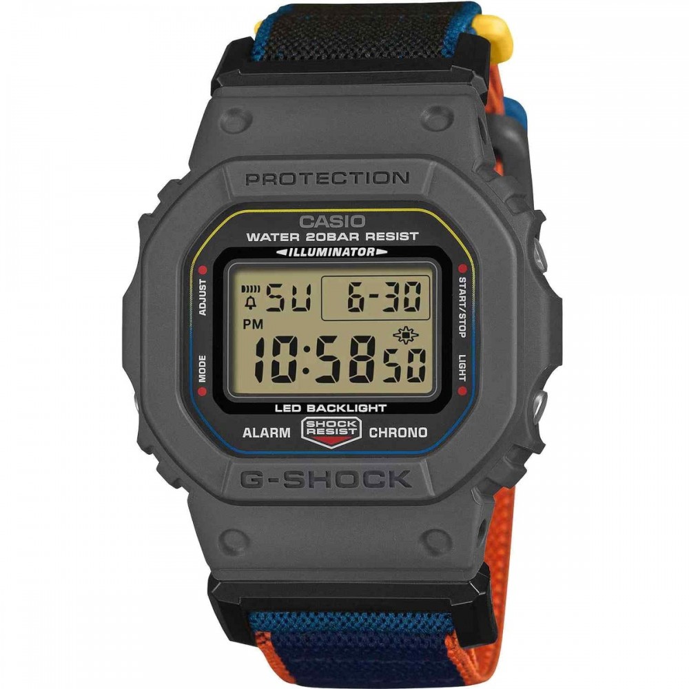 CASIO G-Shock Ανδρικό Ρολόι Πολύχρωμο Υφασμάτινο λουράκι DW-5600MNC-8A2ER