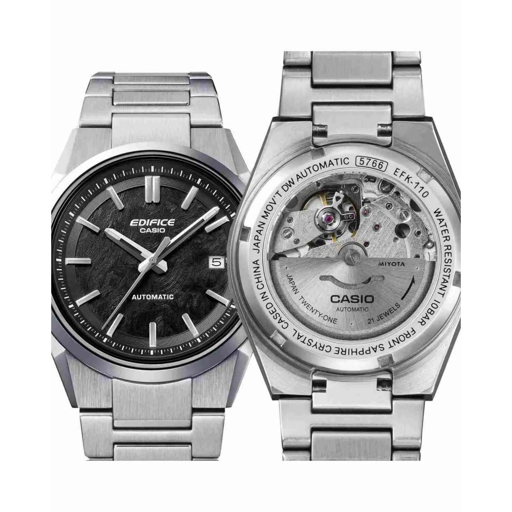 CASIO Edifice Αυτόματο Ρολόι  Ασημί Ανοξείδωτο Ατσάλι Μπρασελέ EFK-110D-1AER