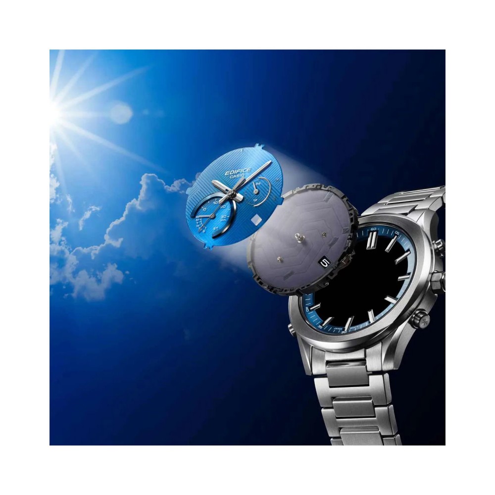 CASIO Edifice Tough Solar Smartwatch Xρονογράφος Ασημί Ανοξείδωτο Ατσάλι μπρασελέ EQB-1300D-5AEF