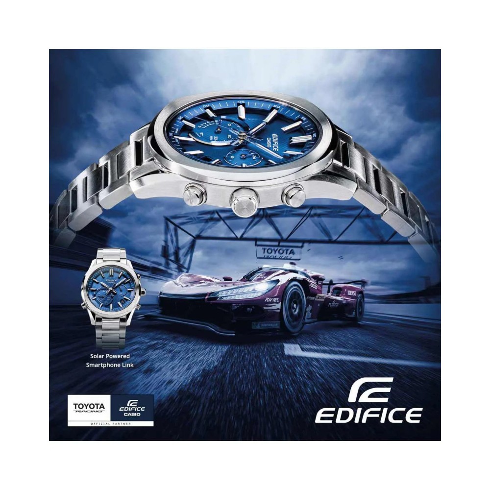 CASIO Edifice Tough Solar Smartwatch Xρονογράφος Ασημί Ανοξείδωτο Ατσάλι μπρασελέ EQB-1300D-2AEF