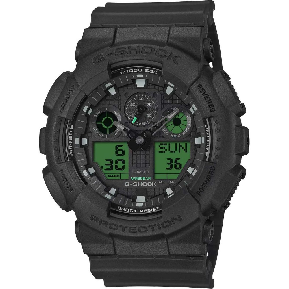 CASIO G-shock Χρονογράφος Ρολόι Μαύρο Καουτσούκ λουράκι GA-100BEG-1AER CASIO G-shock Χρονογράφος Ρολόι Μαύρο Καουτσούκ λουράκι GA-100BEG-1AER