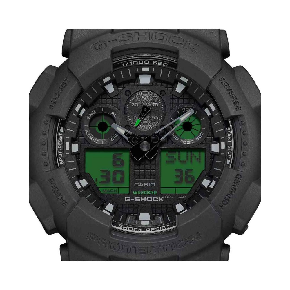 CASIO G-shock Χρονογράφος Ρολόι Μαύρο Καουτσούκ λουράκι GA-100BEG-1AER CASIO G-shock Χρονογράφος Ρολόι Μαύρο Καουτσούκ λουράκι GA-100BEG-1AER