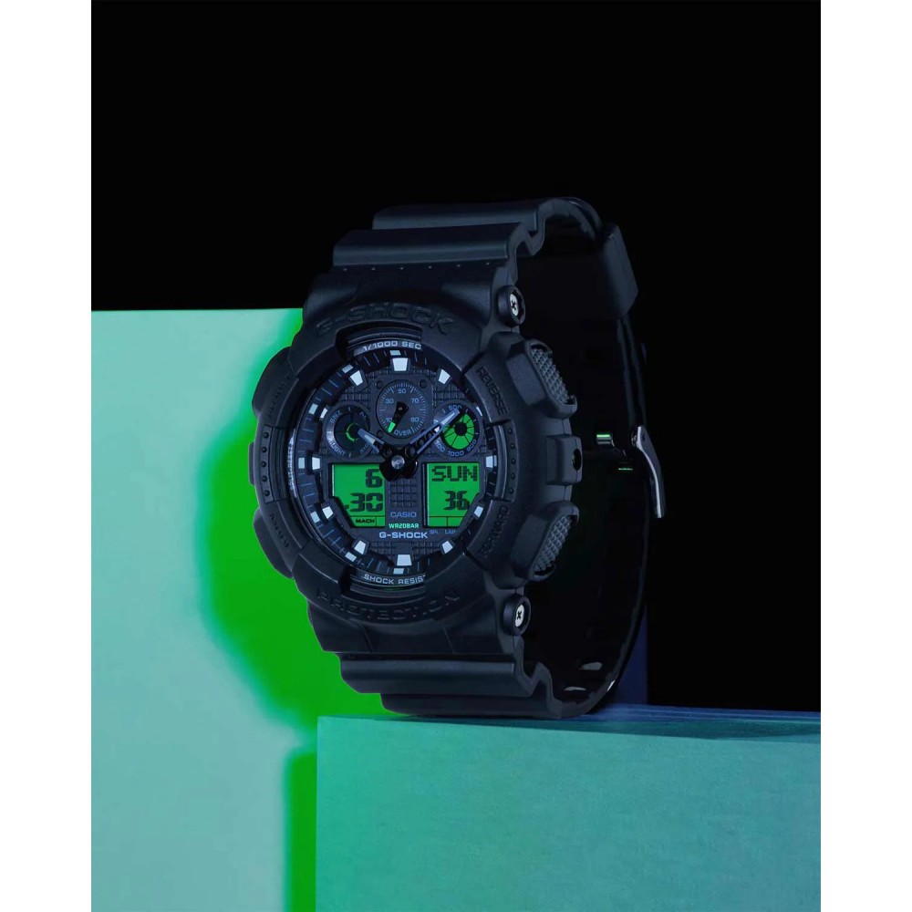 CASIO G-shock Χρονογράφος Ρολόι Μαύρο Καουτσούκ λουράκι GA-100BEG-1AER CASIO G-shock Χρονογράφος Ρολόι Μαύρο Καουτσούκ λουράκι GA-100BEG-1AER