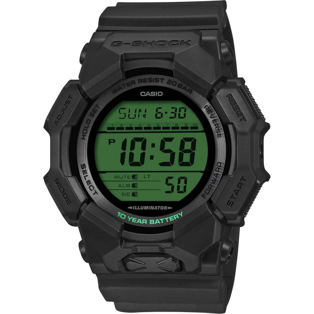 casio g-shock gd-010bbr-1 ψηφιακό ρολόι κόκκινη οθόνη carbon core guard