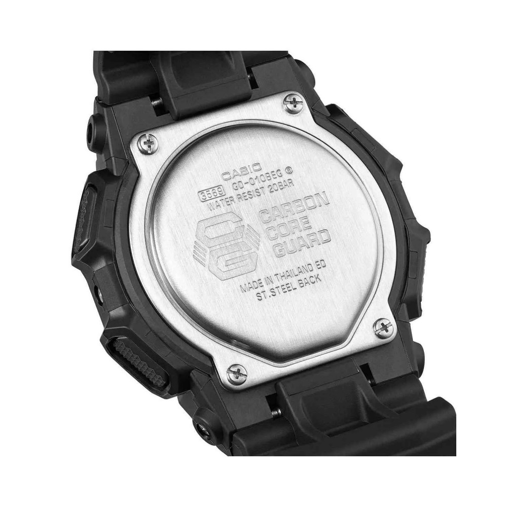 casio g-shock gd-010bbr-1 ψηφιακό ρολόι κόκκινη οθόνη carbon core guard