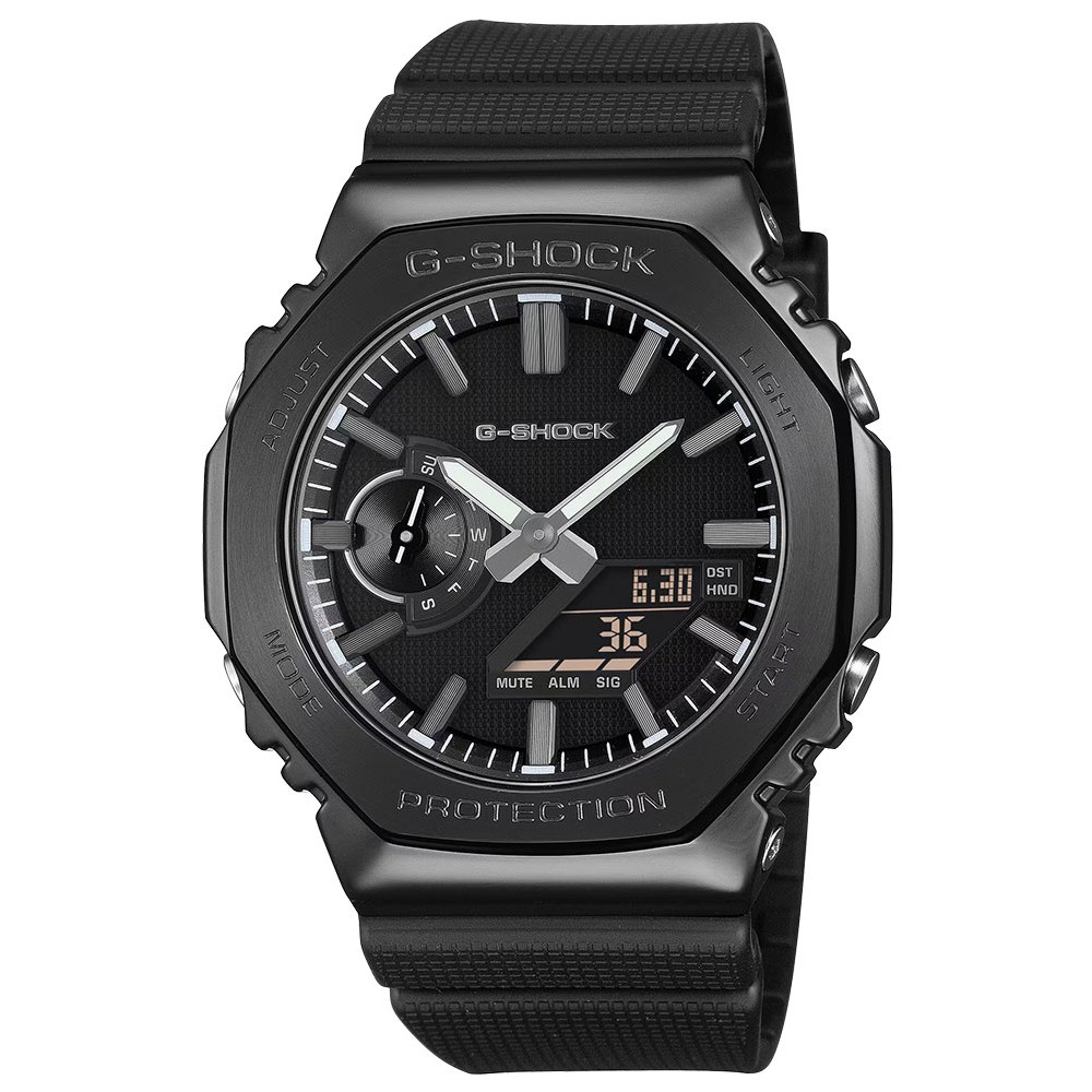 CASIO G-SHOCK Χρονογράφος Ανδρικό Ρολόι Μαύρο Καουτσούκ Λουράκι GM-2100LXB-1AER