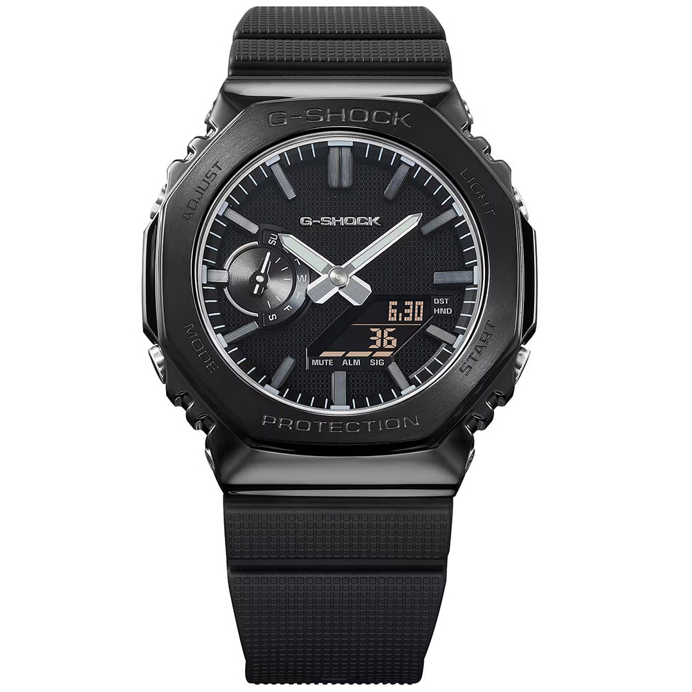 CASIO G-SHOCK Χρονογράφος Ανδρικό Ρολόι Μαύρο Καουτσούκ Λουράκι GM-2100LXB-1AER