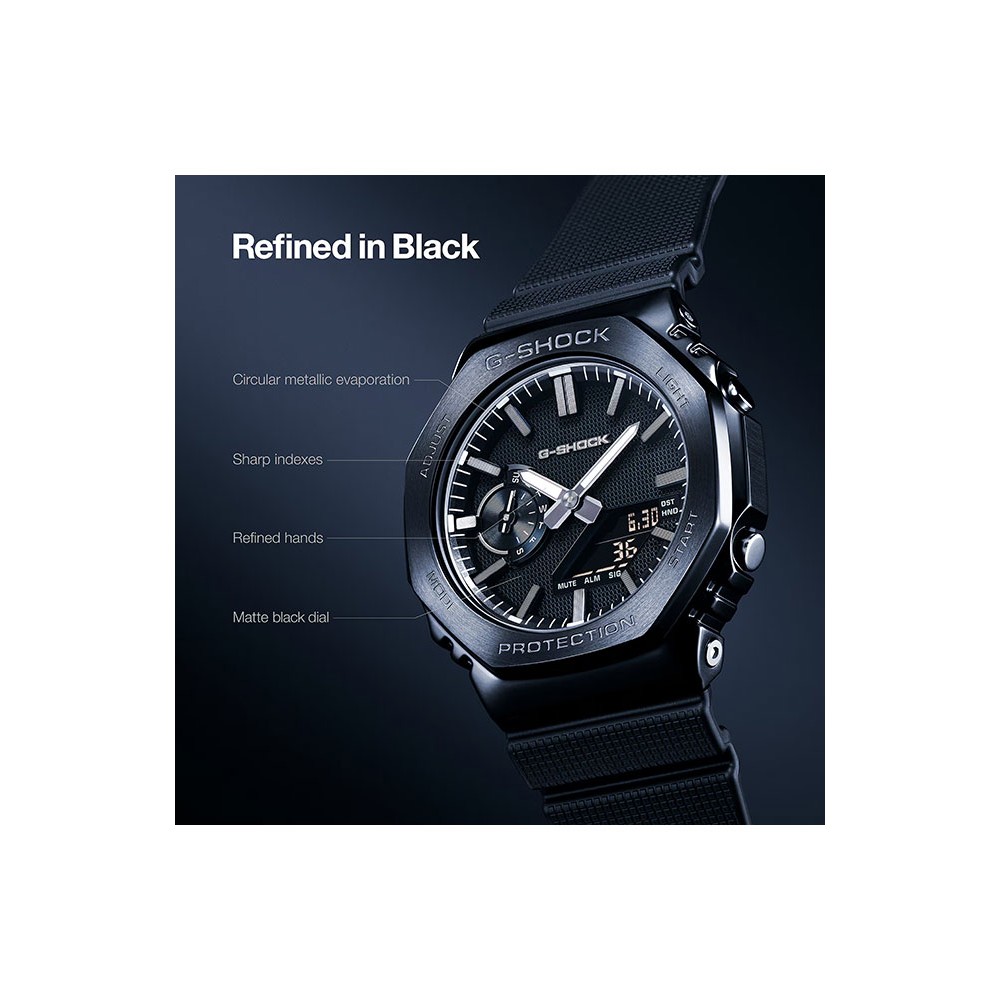 CASIO G-SHOCK Χρονογράφος Ανδρικό Ρολόι Μαύρο Καουτσούκ Λουράκι GM-2100LXB-1AER