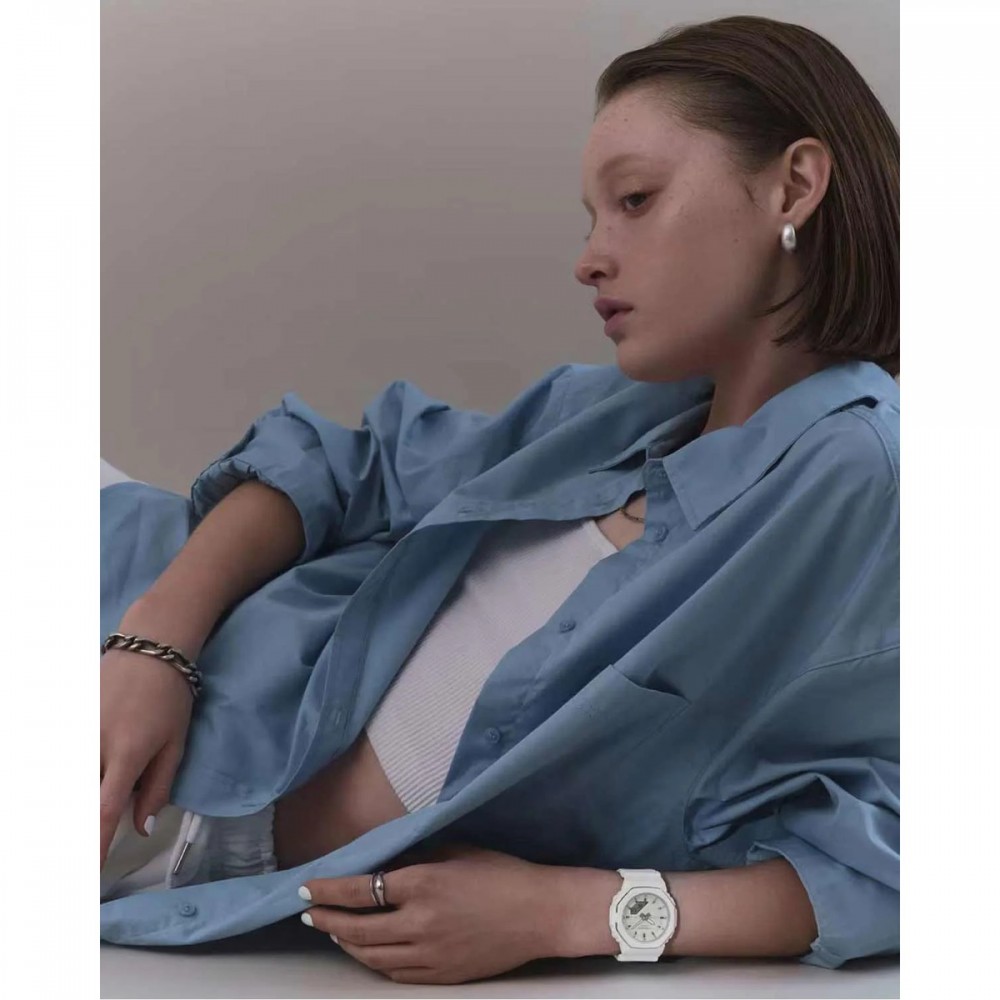 CASIO G-SHOCK Χρονογράφος Ρολόι Λευκό Λουράκι Βιολογικής προέλευσης GMA-P2110-7AER