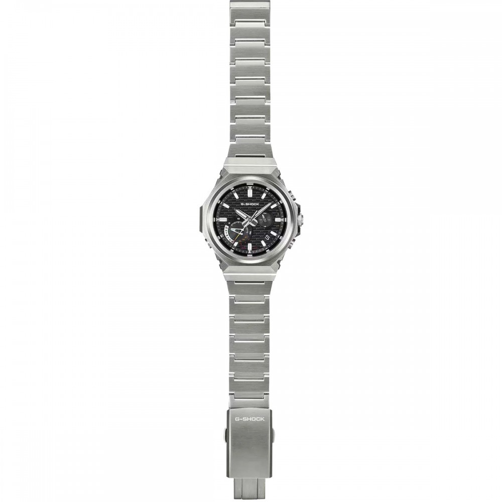 CASIO G-SHOCK Smartwatch Tough Solar Χρονογράφος Ρολόι Ασημί Ανοξείδωτο ατσάλι μπρασελέ GST-B100D-1AER