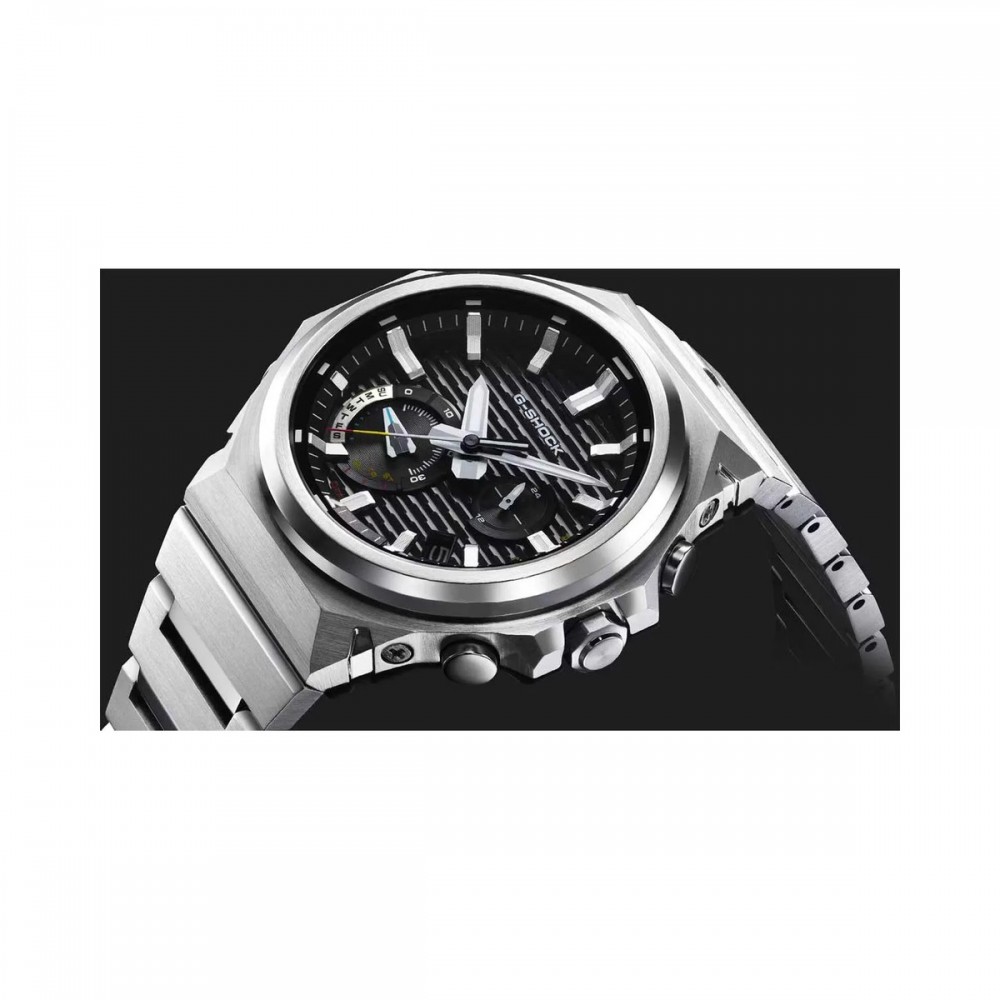 CASIO G-SHOCK Smartwatch Tough Solar Χρονογράφος Ρολόι Ασημί Ανοξείδωτο ατσάλι μπρασελέ GST-B100D-1AER