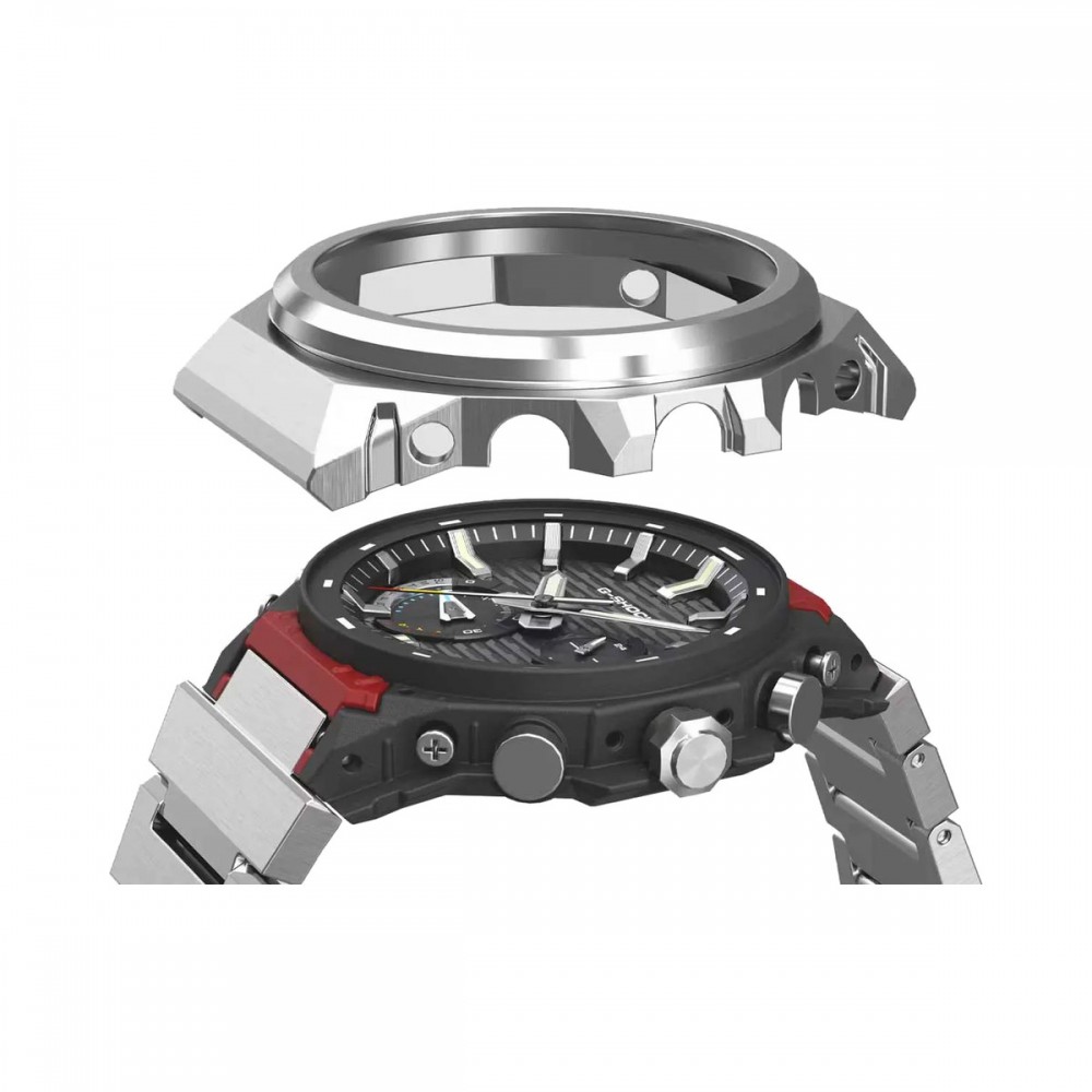 CASIO G-SHOCK Smartwatch Tough Solar Χρονογράφος Ρολόι Ασημί Ανοξείδωτο ατσάλι μπρασελέ GST-B1000D-3AER