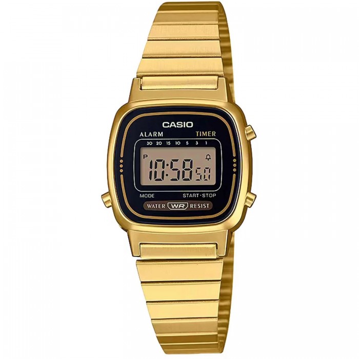 CASIO Vintage Ρολόι Unisex Επιχρυσωμένο Ανοξείδωτο Ατσάλι μπρασελέ LA-670WEGA-1EF