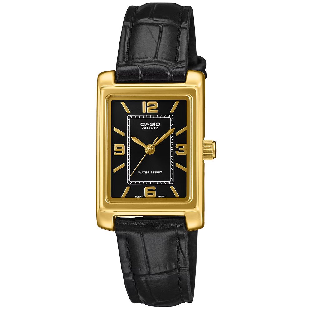 CASIO Collection Ρολόι Γυναικείο Μαύρο Δερμάτινο Λουράκι LTP-1234PGL-1AEF