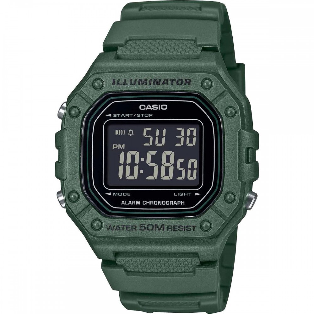 CASIO Collection Ρολόι Πράσινο Καουτσούκ λουράκι W-218H-3BVEF