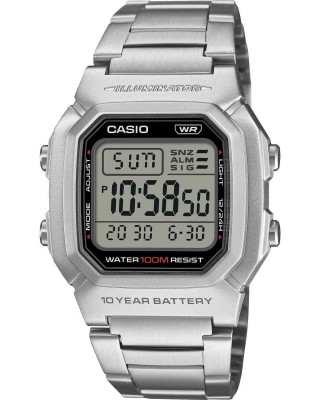 CASIO Collection Ρολόι Ανδρικό Ασημί Ανοξείδωτο Ατσάλι μπρασελέ W-800HD-1AVEF