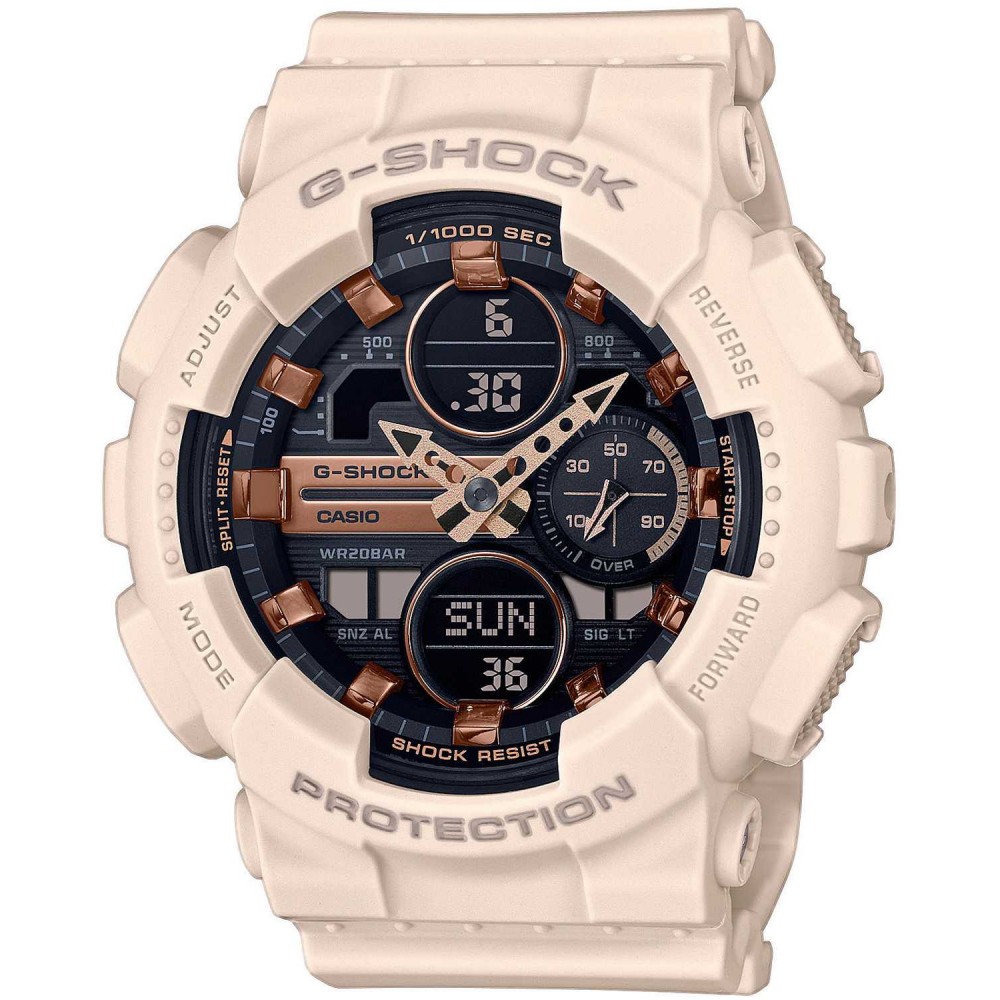 CASIO G-SHOCK Χρονογράφος Ρολόι Μπεζ Καουτσούκ Λουράκι GMA-S140M-4AER