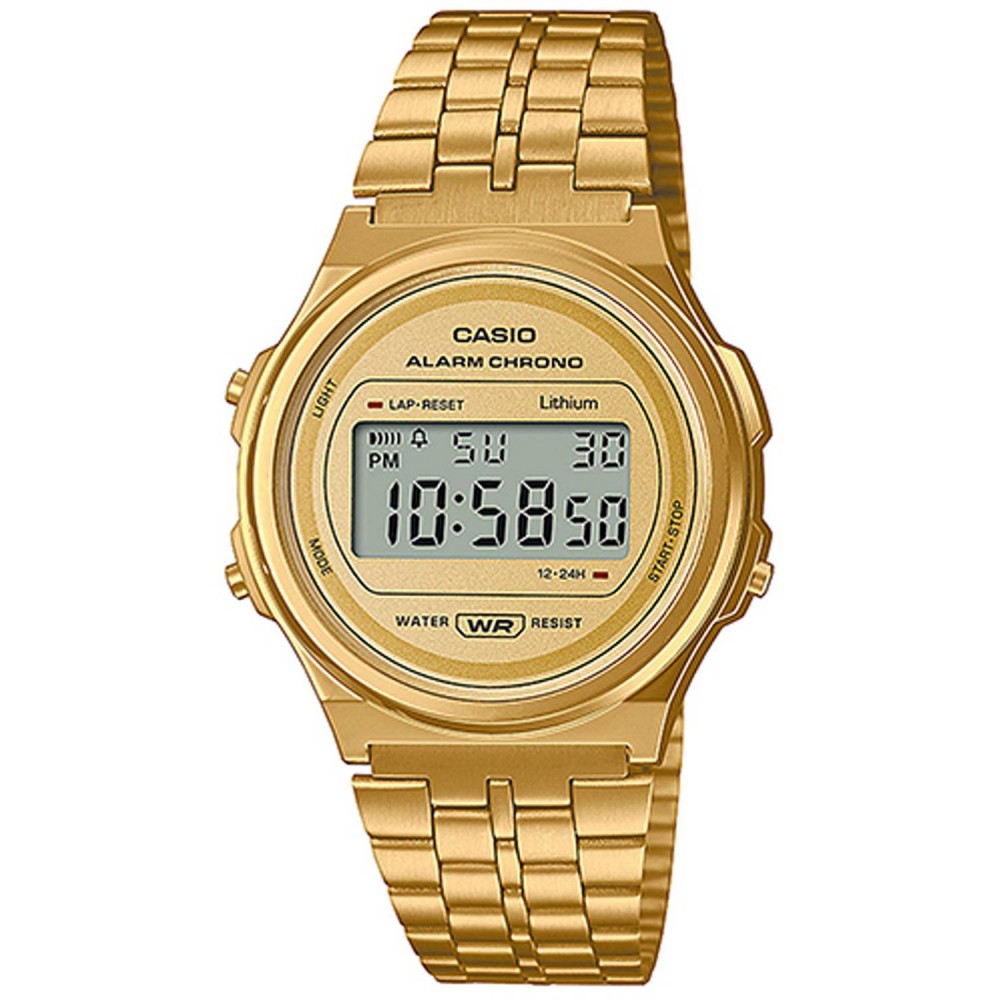 CASIO Vintage Ρολόι Unisex Επιχρυσωμένο ανοξείδωτο ατσάλι μπρασελέ A-171WEG-9AEF