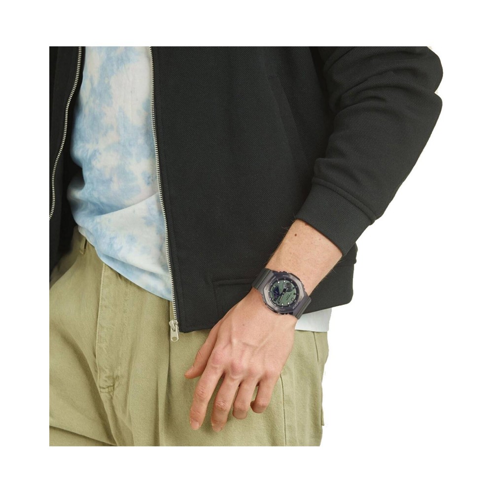 CASIO G-SHOCK Χρονογράφος Ρολόι Πράσινο Καουτσούκ Λουράκι GM-2100B-3AER