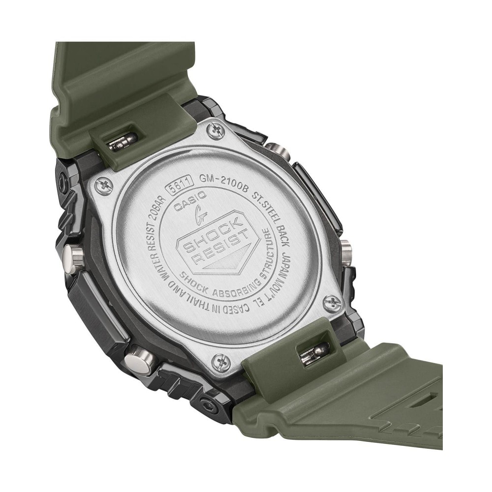 CASIO G-SHOCK Χρονογράφος Ρολόι Πράσινο Καουτσούκ Λουράκι GM-2100B-3AER