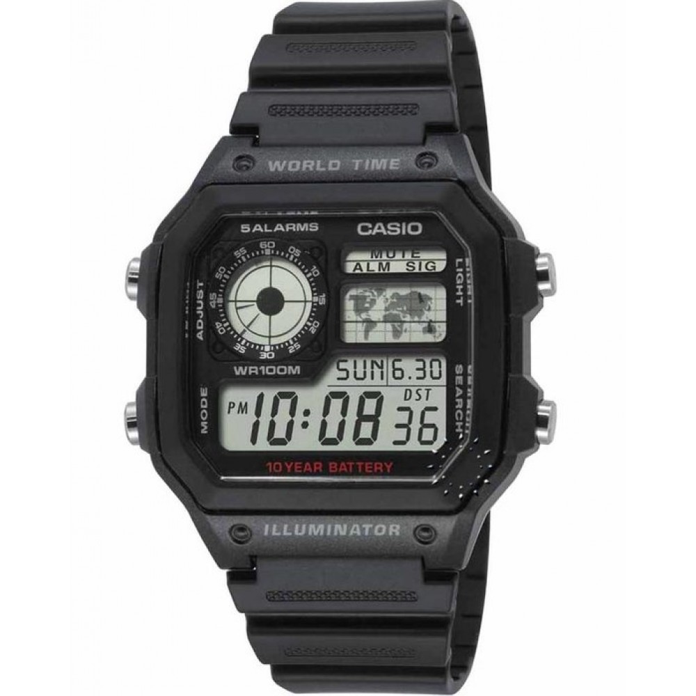 CASIO Collection Χρονογράφος Μαύρο Καουτσούκ Λουράκι AE-1200WH-1AVEF