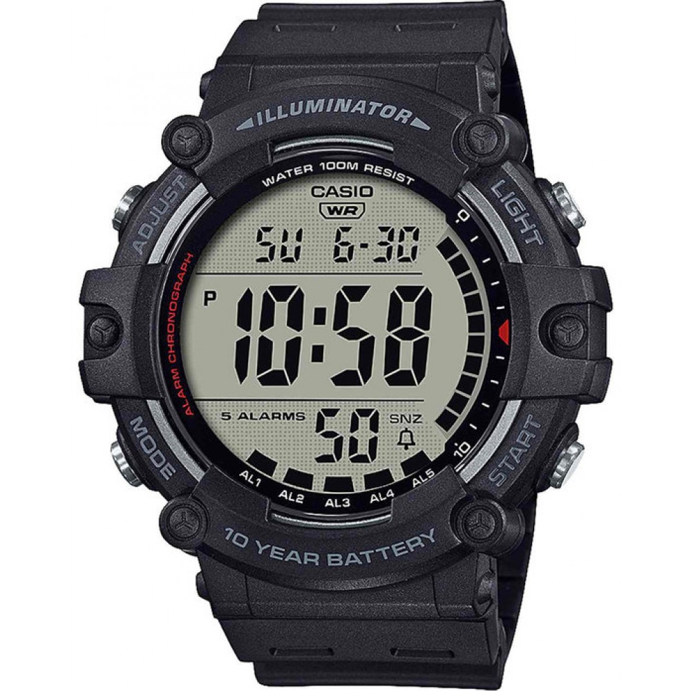 CASIO collection ρολόι ανδρικό μαύρο καουτσούκ λουράκι AE-1500WH-1AVEF