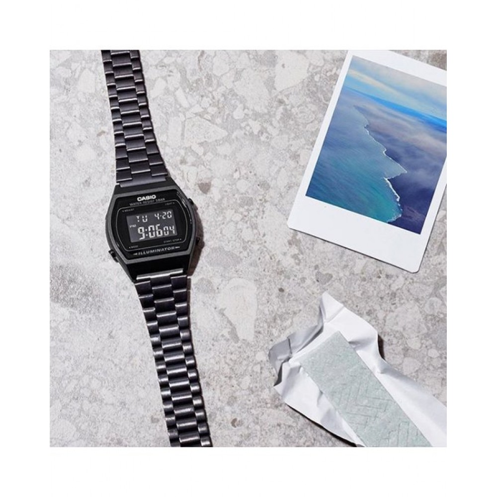 CASIO collection Χρονογράφος Μαύρο ανοξείδωτο ατσάλι μπρασελέ B-640WB-1B