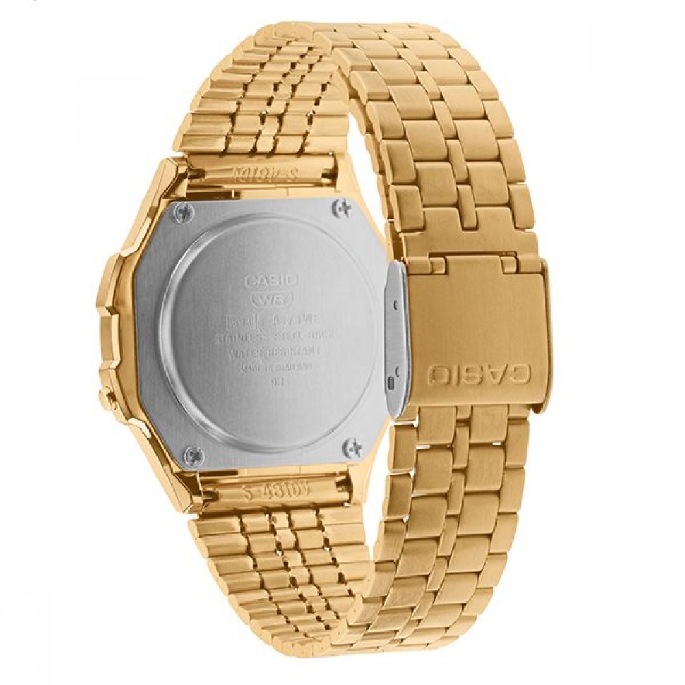 CASIO Vintage Ρολόι Unisex Επιχρυσωμένο ανοξείδωτο ατσάλι μπρασελέ A-171WEG-9AEF