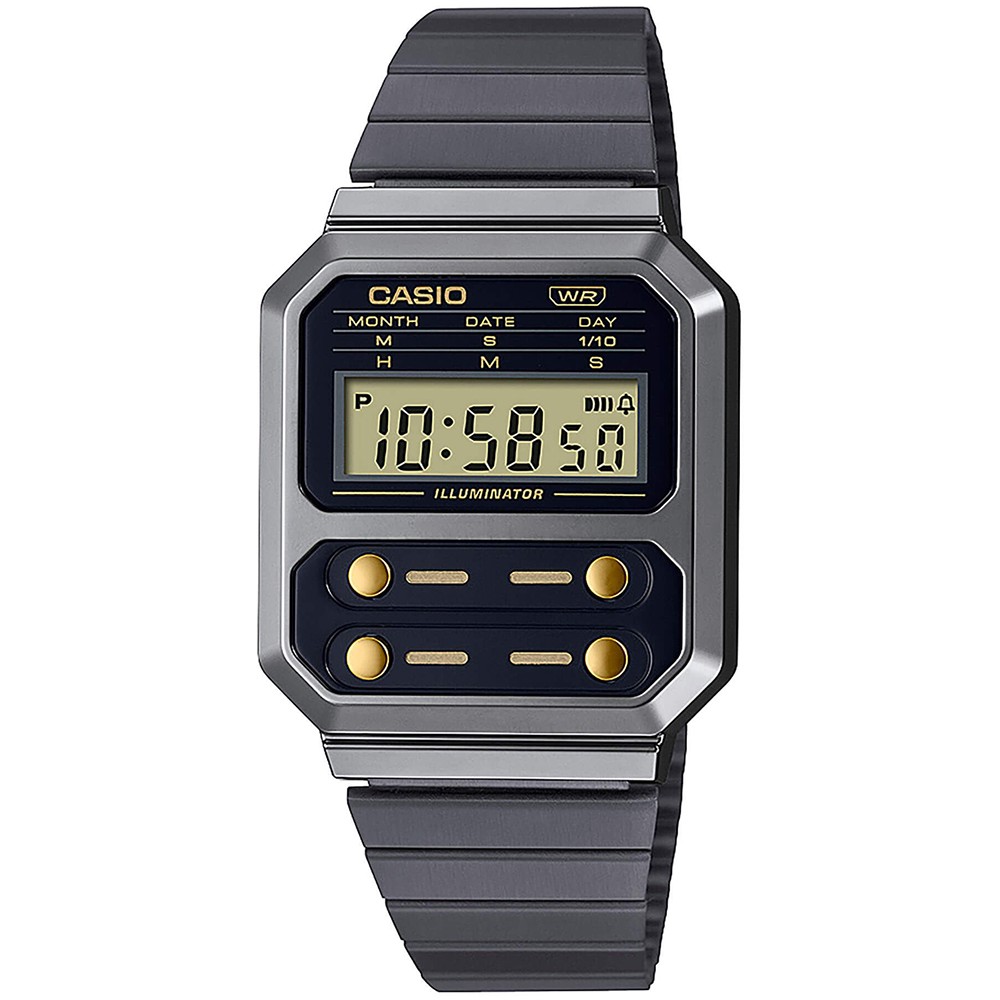 CASIO Vintage Ρολόι Unisex Μαύρο Καουτσούκ Λουράκι A-100WEGG-1A2EF