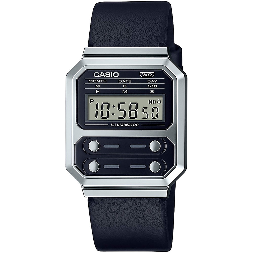 CASIO Vintage Ρολόι Unisex Μαύρο Δερμάτινο Λουράκι A-100WEL-1AEF