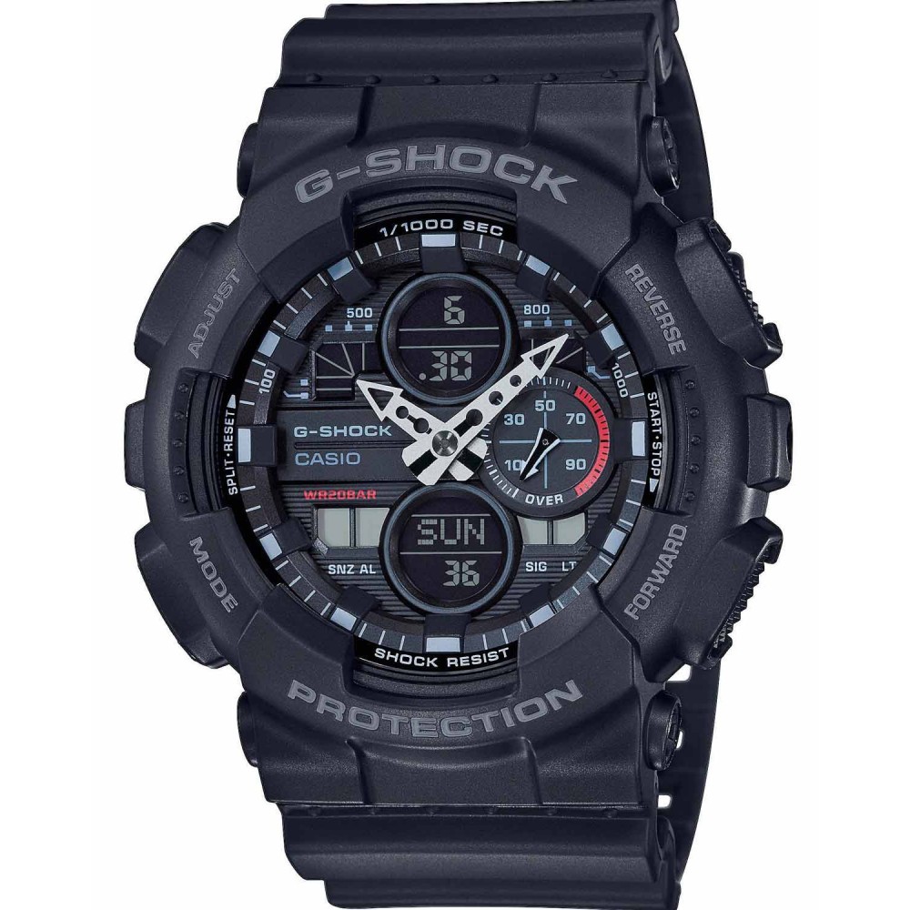CASIO G-SHOCK Χρονογράφος Ρολόι Μαύρο Καουτσούκ Λουράκι GA-140-1A1ER