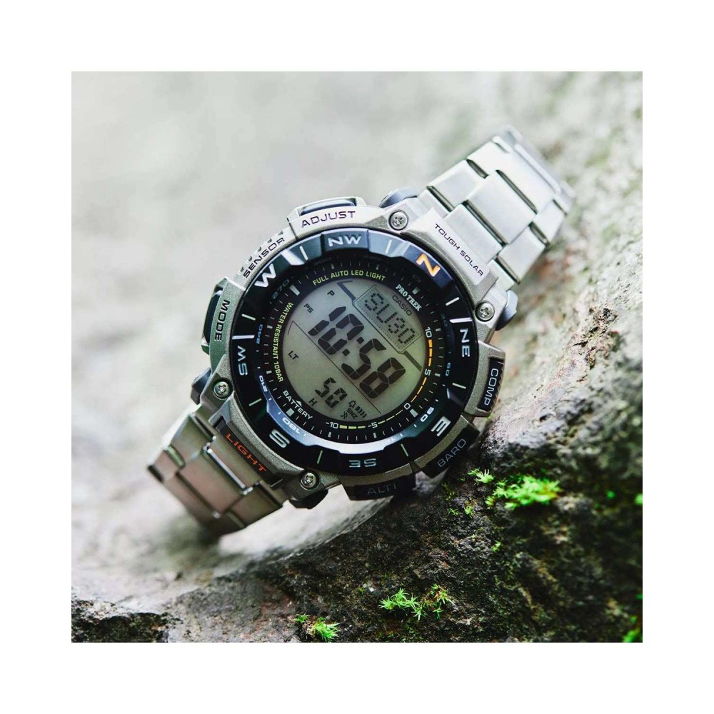 CASIO Protrek Tough Solar Chronograph Ρολόι Γκρι Ανοξείδωτο Ατσάλι μπρασελέ PRG-340T-7ER