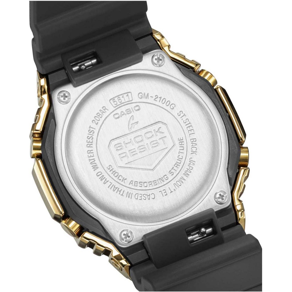 CASIO G-SHOCK Χρονογράφος Ρολόι Μαύρο Καουτσούκ Λουράκι GM-2100G-1A9ER