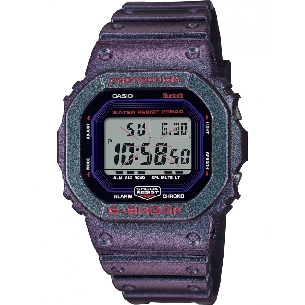 CASIO G-SHOCK Bluetooth Χρονογράφος Ρολόι Μωβ Καουτσούκ Λουράκι DW-B5600AH-6ER