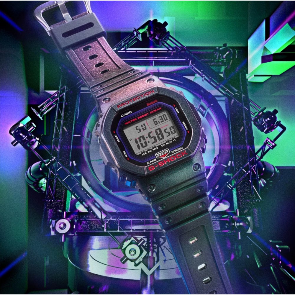 CASIO G-SHOCK Bluetooth Χρονογράφος Ρολόι Μωβ Καουτσούκ Λουράκι DW-B5600AH-6ER