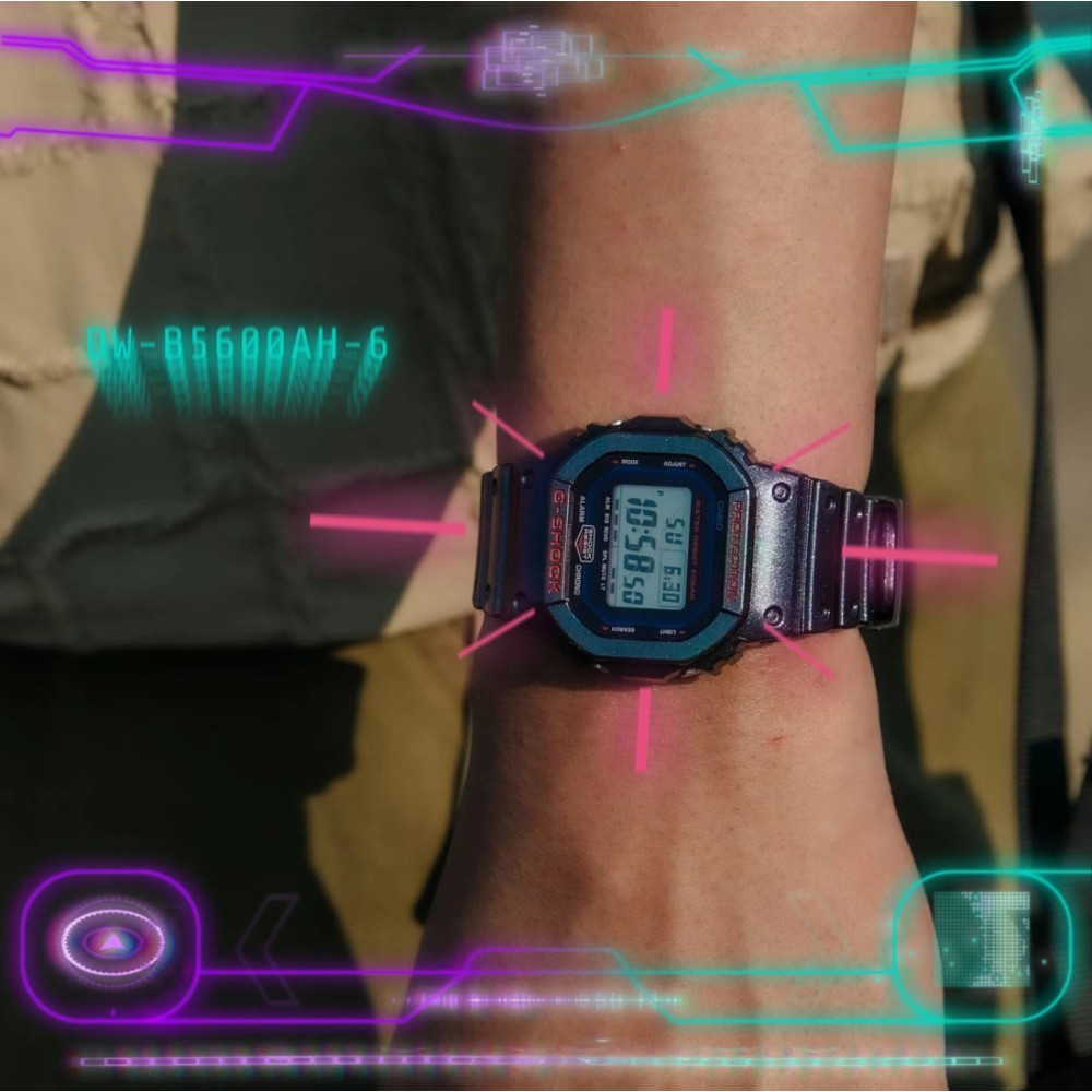 CASIO G-SHOCK Bluetooth Χρονογράφος Ρολόι Μωβ Καουτσούκ Λουράκι DW-B5600AH-6ER