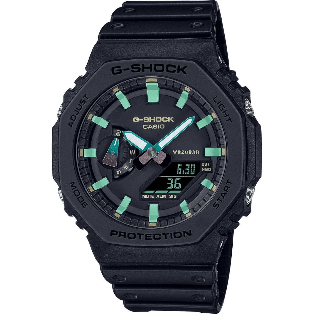 CASIO G-SHOCK Χρονογράφος Ρολόι Μαύρο Καουτσούκ Λουράκι GA-2100RC-1AER