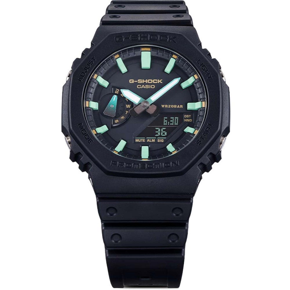CASIO G-SHOCK Χρονογράφος Ρολόι Μαύρο Καουτσούκ Λουράκι GA-2100RC-1AER