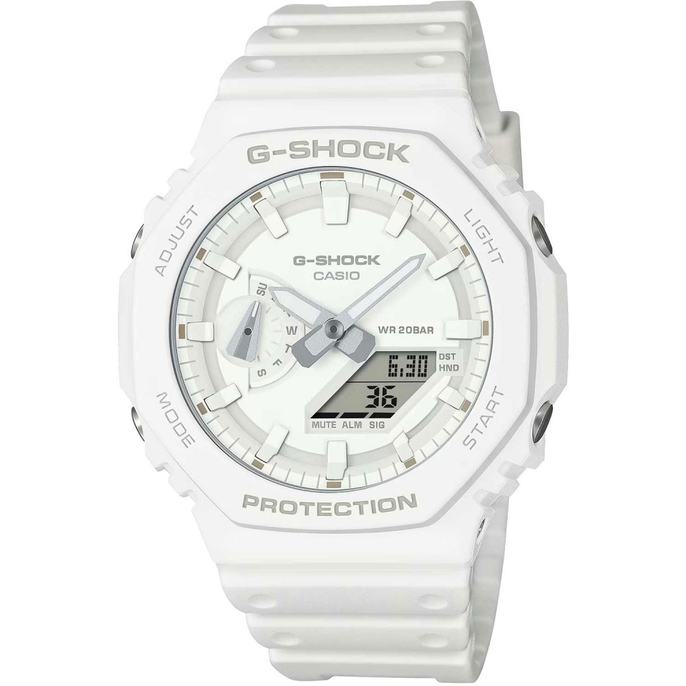 CASIO G-SHOCK Χρονογράφος Ρολόι Λευκό Λουράκι Βιολογικής προέλευσης GA-2100-7A7ER