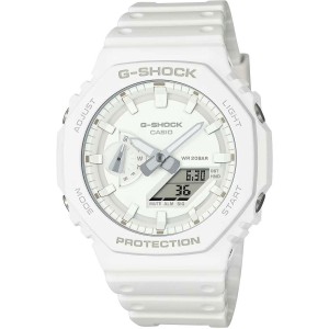 CASIO G-SHOCK Chronograph Watch White Biosourced Strap GA-2100-7A7ER