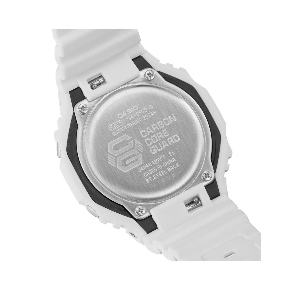 CASIO G-SHOCK Χρονογράφος Ρολόι Λευκό Λουράκι Βιολογικής προέλευσης GA-2100-7A7ER