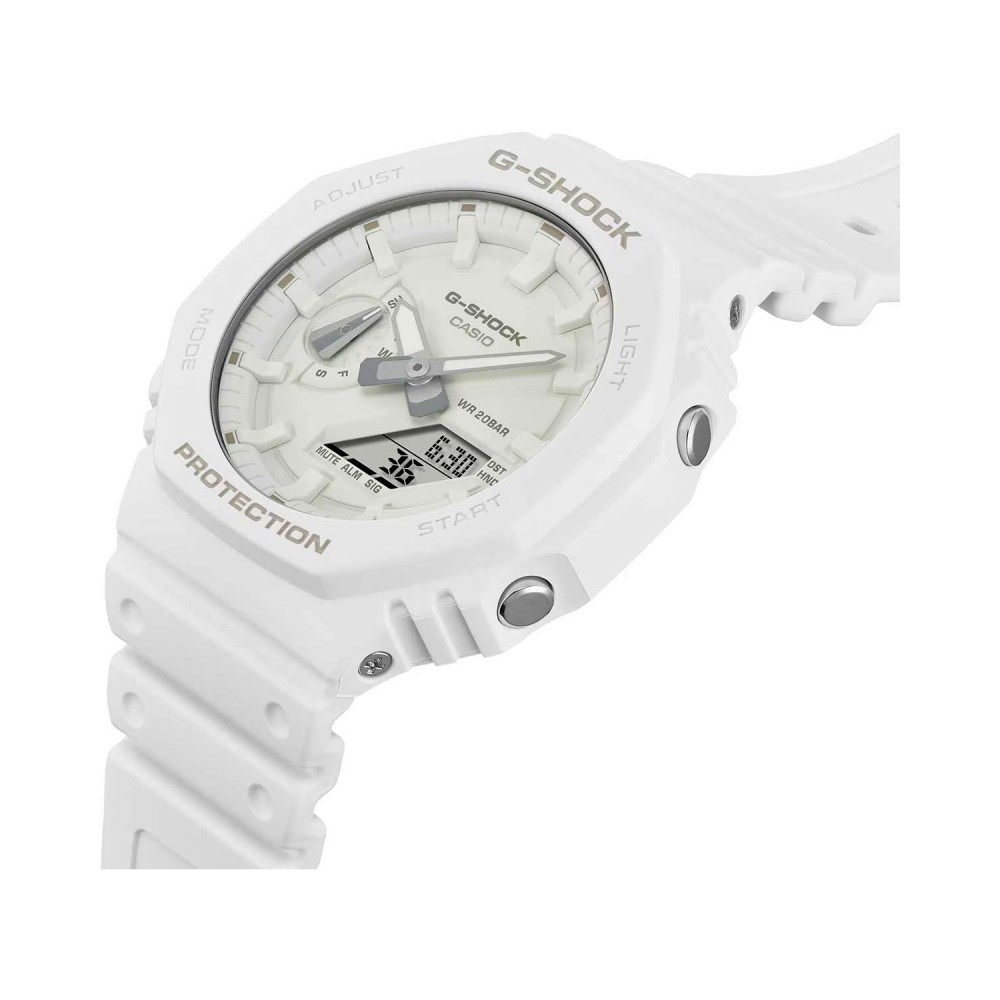 CASIO G-SHOCK Χρονογράφος Ρολόι Λευκό Λουράκι Βιολογικής προέλευσης GA-2100-7A7ER