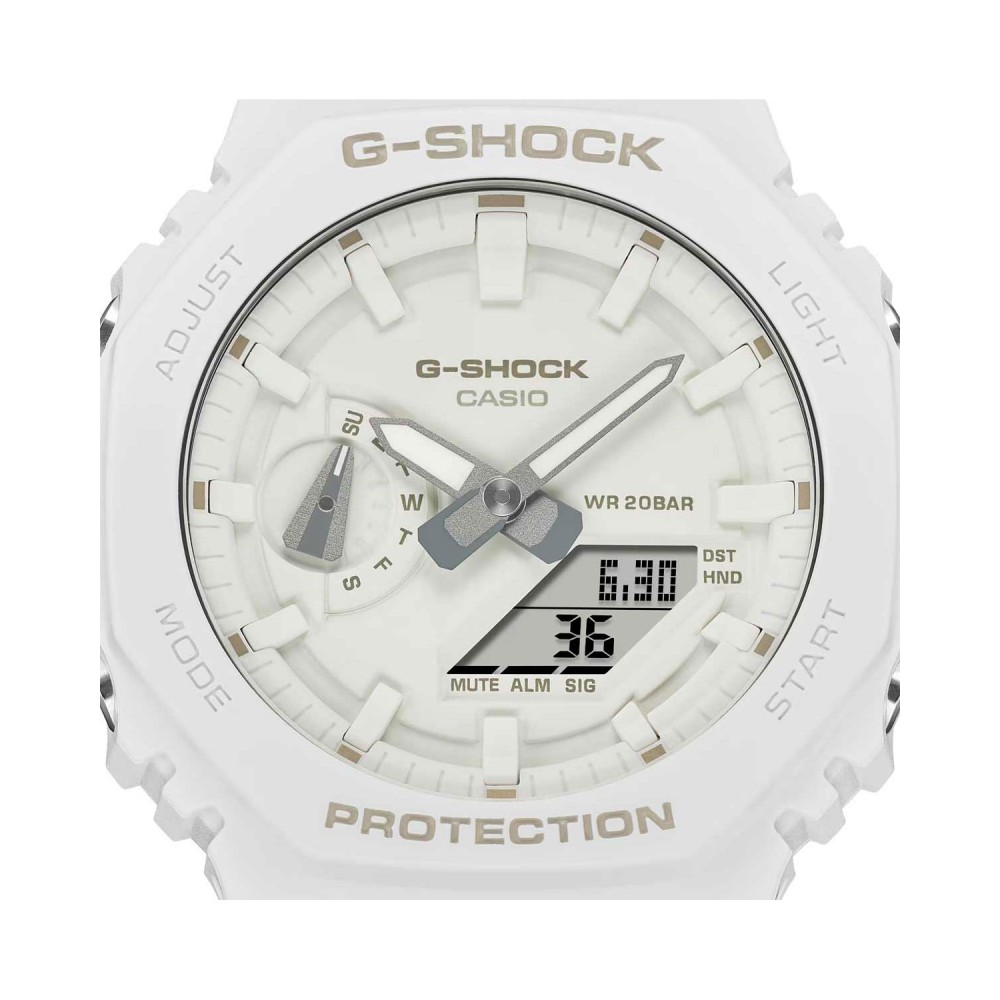 CASIO G-SHOCK Χρονογράφος Ρολόι Λευκό Λουράκι Βιολογικής προέλευσης GA-2100-7A7ER